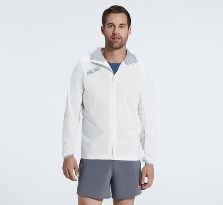 Hoka One One Full-Zip Wind Jacket - Top Homem Branco | PT-YOnrfCO